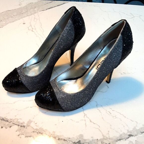 Moda Spana Heels Vero Cuoio Sparkly 4.5" Heel Black Silver S 8 - Picture 12 of 13